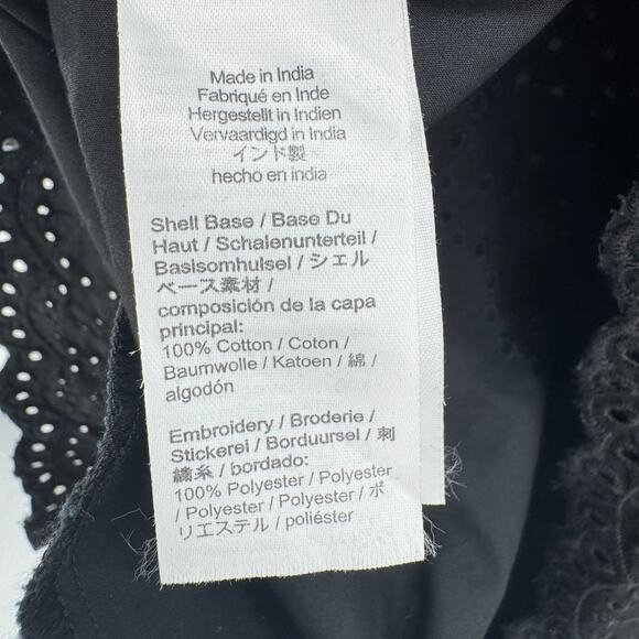 J.Crew Mini Dress Women's Black Eyelet Poplin Cotton Button Front Mini Dress NEW - Picture 8 of 9